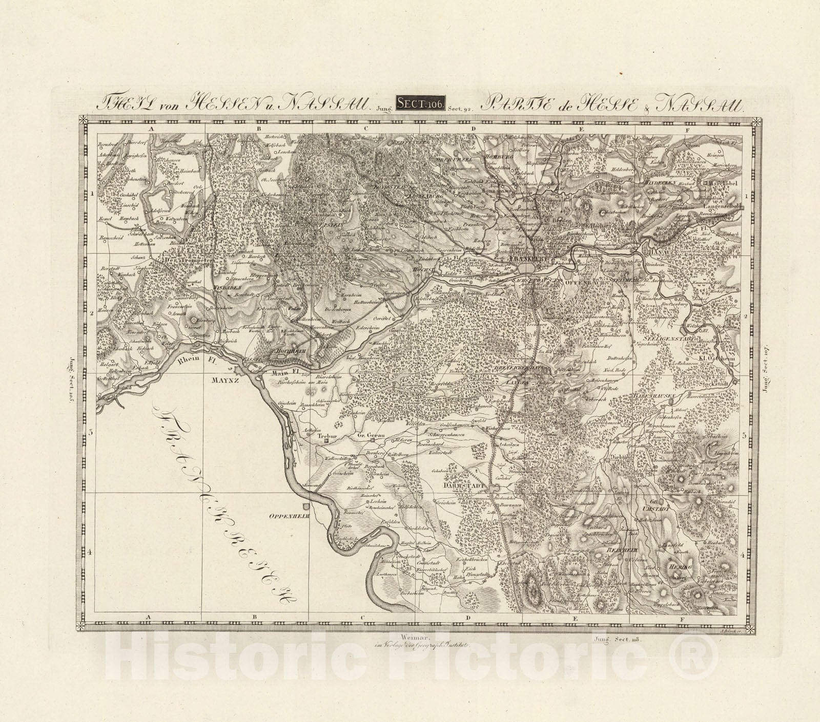 Historic Map : Sect. 106. Theil von Nassau. = Partie de Nassau., 1813, Vintage Wall Decor