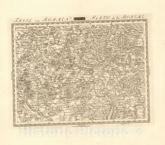 Historic Map : Sect. 110. Theil von Bohmen. = Partie de la Boheme, 1813, Vintage Wall Decor