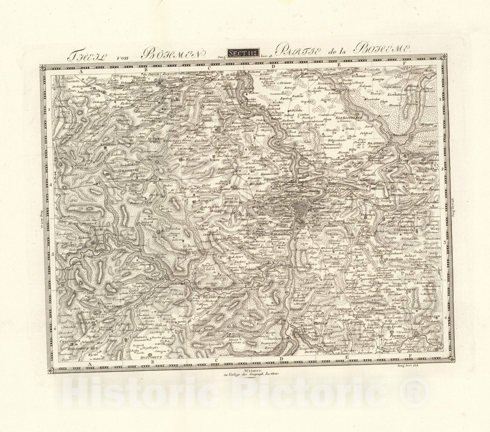 Historic Map : Sect. 112. Theil von Bohmen. = Partie de la Boheme, 1813, Vintage Wall Decor