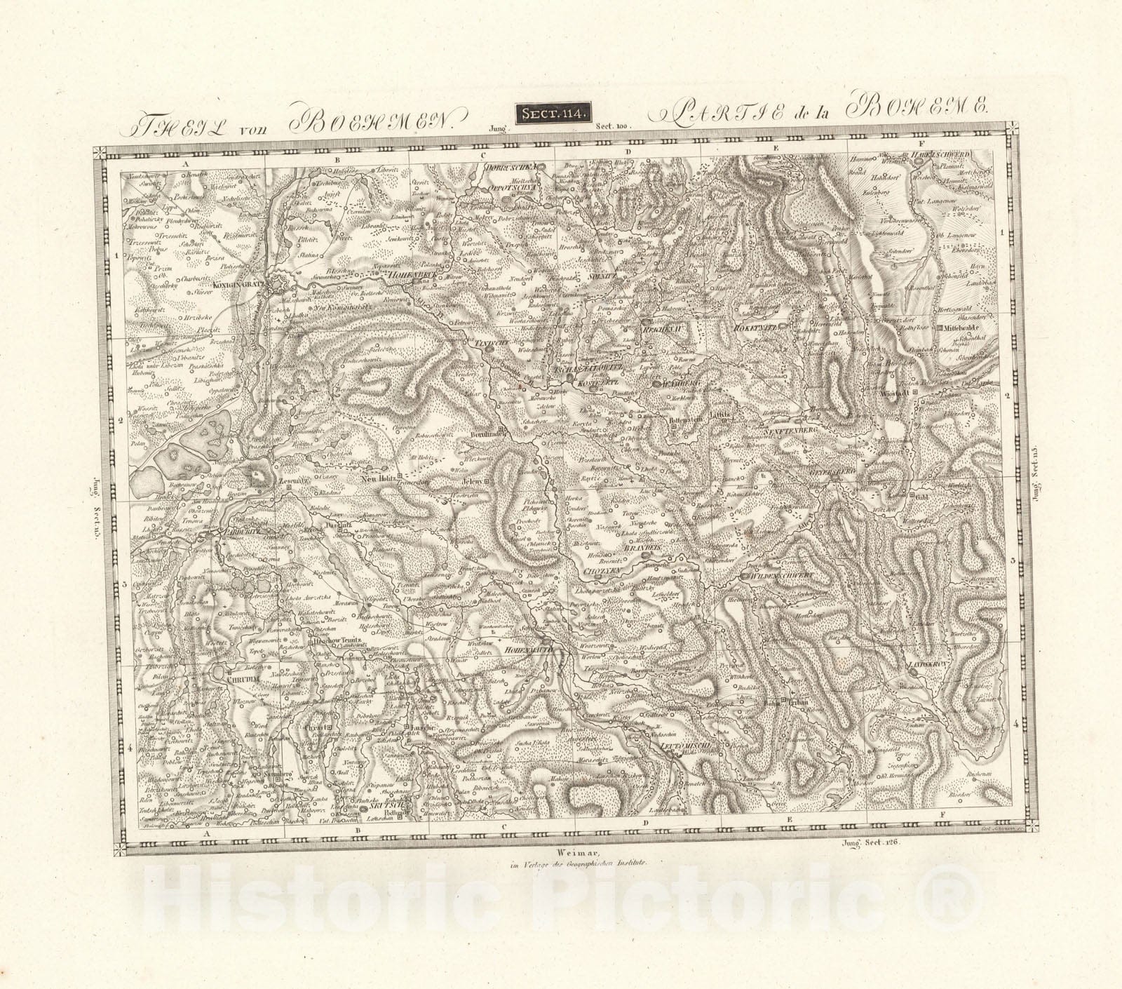 Historic Map : Sect. 114. Theil von Bohmen. = Partie de la Boheme, 1813, Vintage Wall Decor