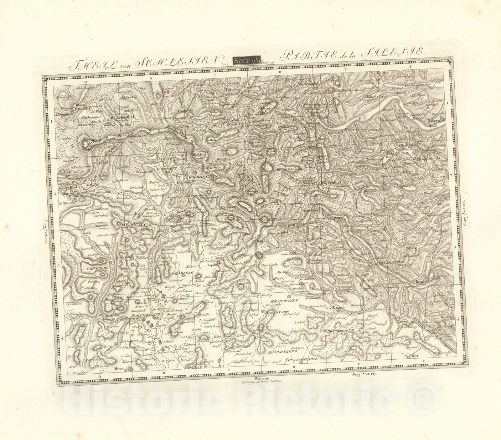 Historic Map : Sect. 115. Theil von Schlesien. = Partie de la Silesie, 1813, Vintage Wall Decor