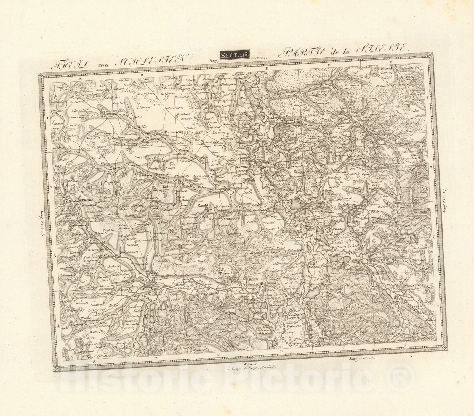 Historic Map : Sect. 116. Theil von Schlesien. = Partie de la Silesie, 1813, Vintage Wall Decor