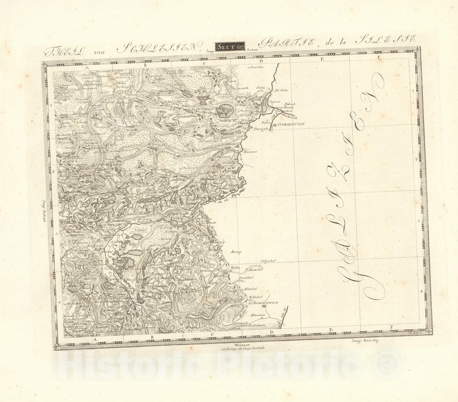 Historic Map : Sect. 117. Theil von Schlesien. = Partie de la Silesie, 1813, Vintage Wall Decor