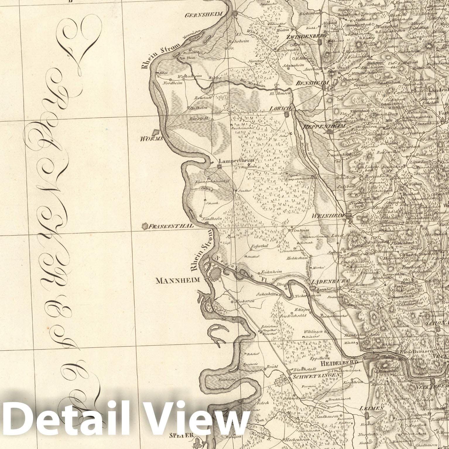 Historic Map : Sect. 118. Theile von Baden und Hessen-Darmstadt = Parties de Bade & de Hesse-Darmstadi, 1813, Vintage Wall Decor