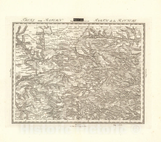 Historic Map : Sect. 120. Theil von Bayern = Partie de la Baviere, 1813, Vintage Wall Decor