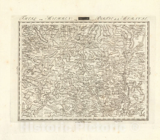 Historic Map : Sect. 126. Theil von Maehren = Partie de la Moravie, 1813, Vintage Wall Decor