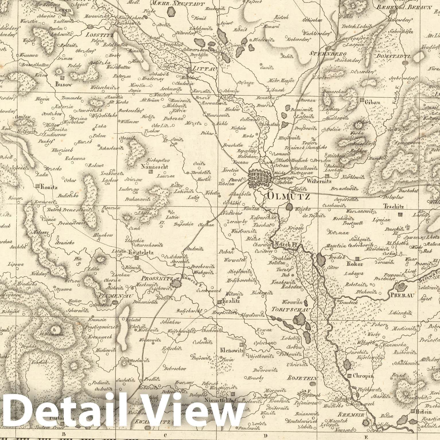 Historic Map : Sect. 127. Theil von Maehren = Partie de la Moravie, 1813, Vintage Wall Decor