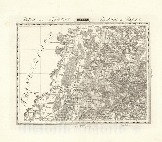 Historic Map : Sect. 130. Theil von Baden = Partie de Bade, 1813, Vintage Wall Decor