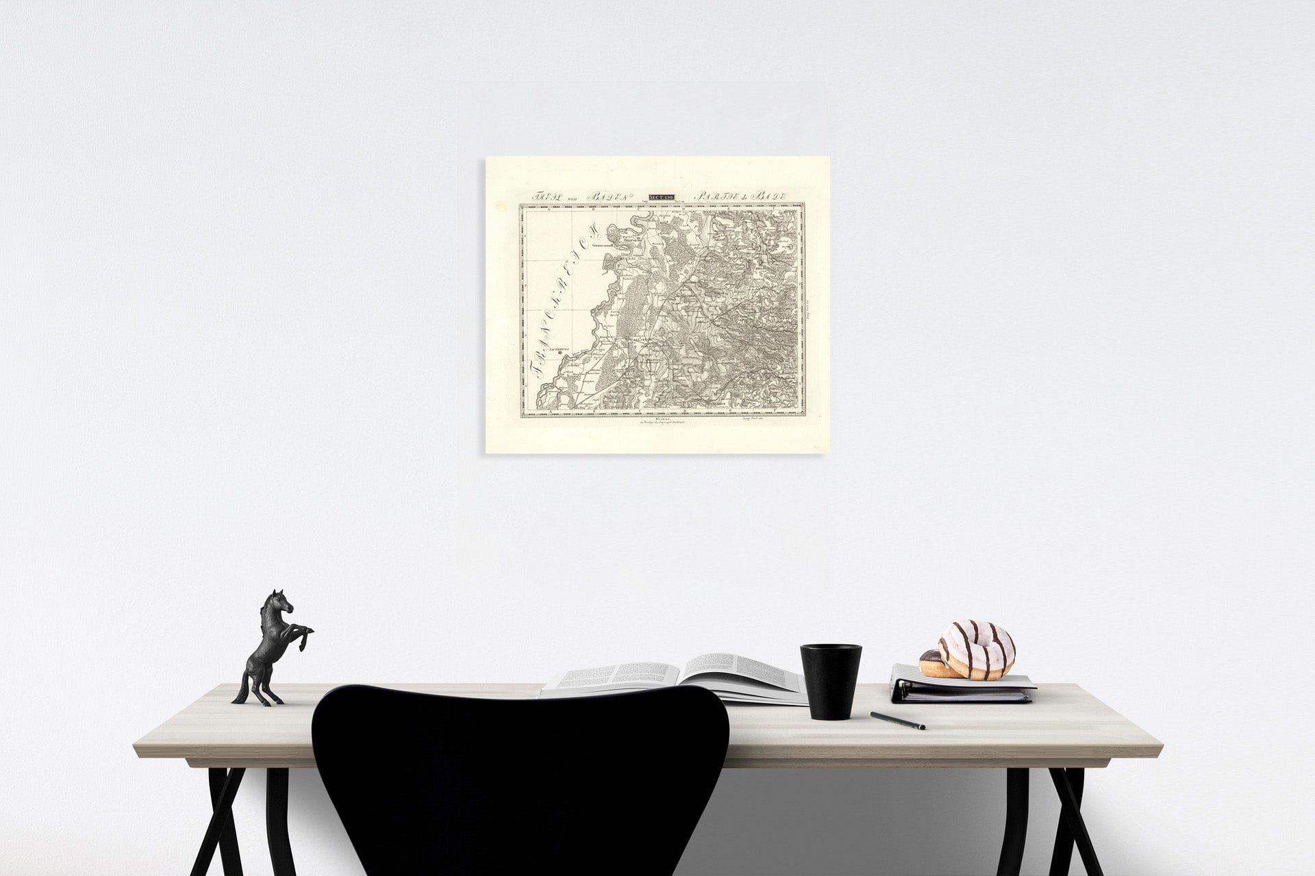 Historic Map : Sect. 130. Theil von Baden = Partie de Bade, 1813, Vintage Wall Decor