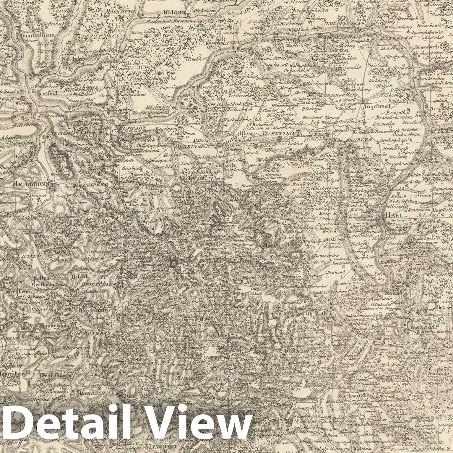 Historic Map : Sect. 131. Theil von Wirtemberg = Partie de Wirtemberg, 1813, Vintage Wall Decor