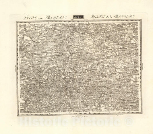 Historic Map : Sect. 132. Theil von Bayern = Partie de la Baviere, 1813, Vintage Wall Decor