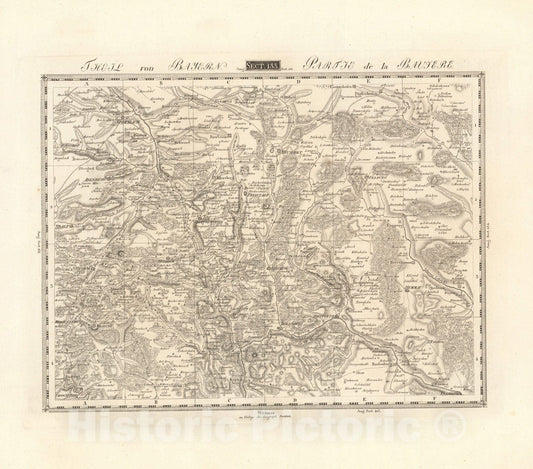 Historic Map : Sect. 133. Theil von Bayern = Partie de la Baviere, 1813, Vintage Wall Decor