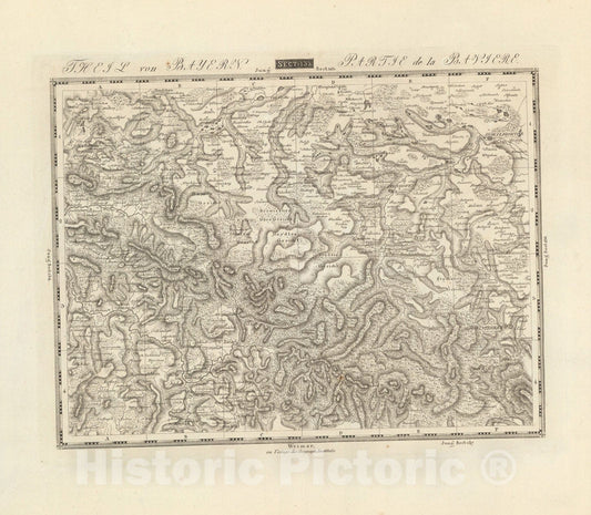 Historic Map : Sect. 135. Theil von Bayern = Partie de la Baviere, 1813, Vintage Wall Decor
