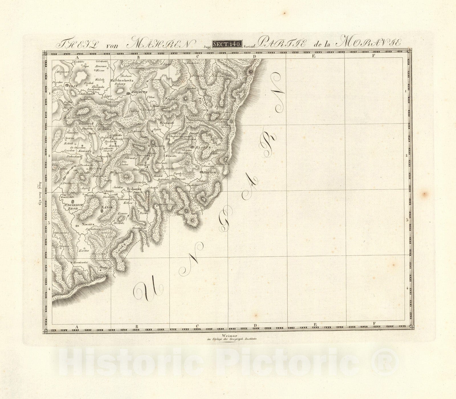 Historic Map : Sect. 140. Theil von Maehren = Partie de la Moravie, 1813, Vintage Wall Decor