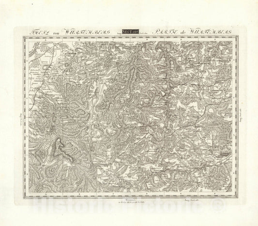 Historic Map : Sect. 142. Theil von Wurtemberg. = Partie de Wurtemberg, 1813, Vintage Wall Decor