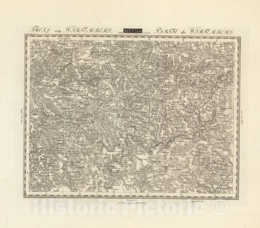 Historic Map : Sect. 143. Theil von Wirtemberg = Partie de Wirtemberg, 1813, Vintage Wall Decor