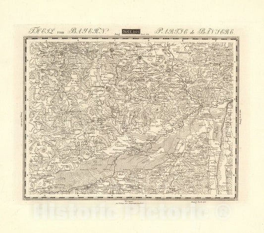 Historic Map : Sect. 144. Theil von Bayern = Partie de la Baviere, 1813, Vintage Wall Decor