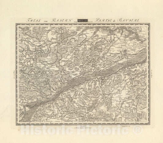 Historic Map : Sect. 146. Theil von Bayern = Partie de la Baviere, 1813, Vintage Wall Decor