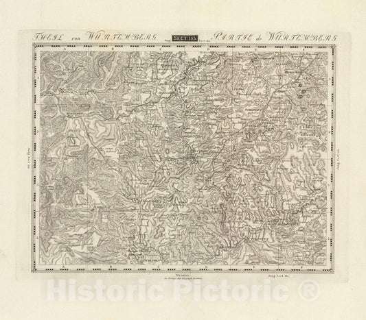 Historic Map : Sect. 153.Theil von Wurtemberg. = Partie de Wurtemberg, 1813, Vintage Wall Decor