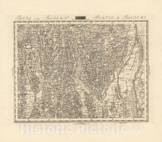 Historic Map : Sect. 155. Theil von Baiern = Partie de la Baviere, 1813, Vintage Wall Decor