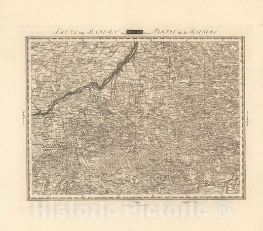 Historic Map : Sect. 158. Theil von Bayern = Partie de la Baviere, 1813, Vintage Wall Decor