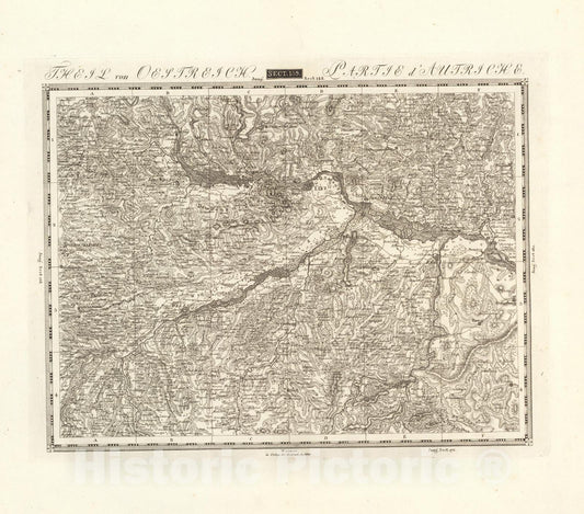 Historic Map : Sect. 159. Theil von Oestreich = Partie d'Autriche, 1813, Vintage Wall Decor