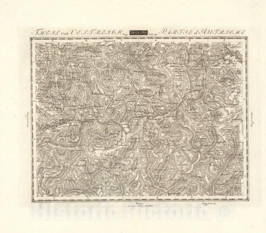 Historic Map : Sect. 160. Theil von Oestreich = Partie d'Autriche, 1813, Vintage Wall Decor