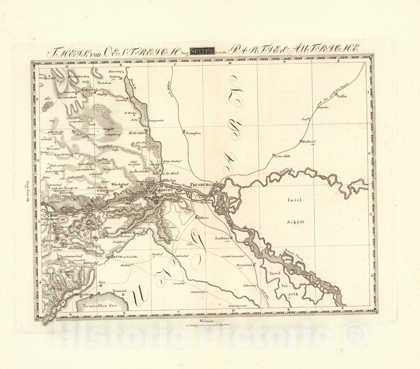 Historic Map : Sect. 162. Theil von Oestreich = Partie d'Autriche, 1813, Vintage Wall Decor