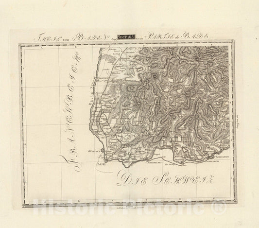 Historic Map : Sect. 163. Theil von Baden = Partie de Bade, 1813, Vintage Wall Decor