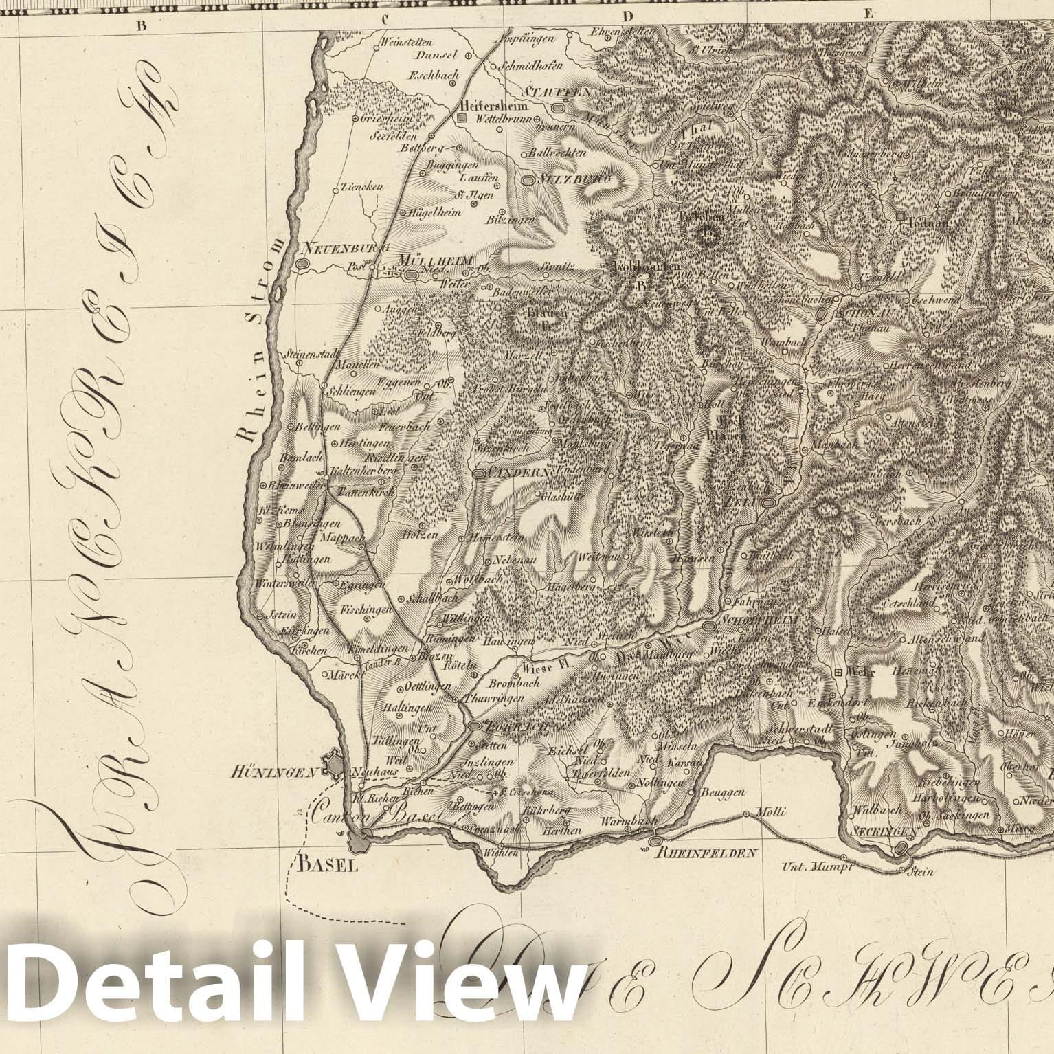 Historic Map : Sect. 163. Theil von Baden = Partie de Bade, 1813, Vintage Wall Decor