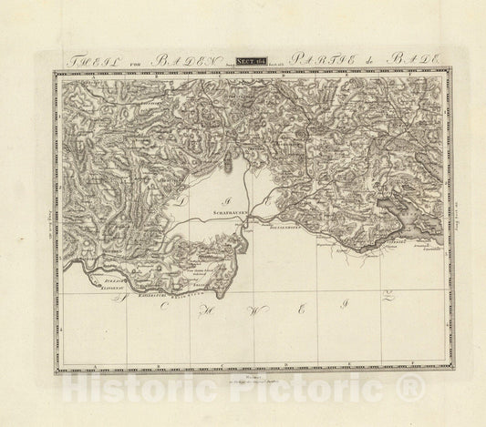 Historic Map : Sect. 164. Theil von Baden = Partie de Bade, 1813, Vintage Wall Decor
