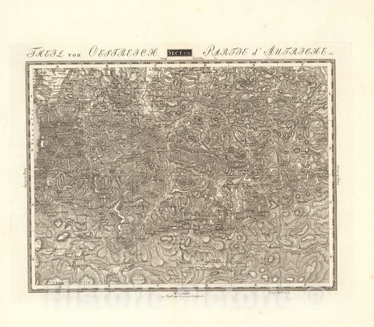 Historic Map : Sect. 170. Theil von Oestreich = Partie d'Autriche, 1813, Vintage Wall Decor