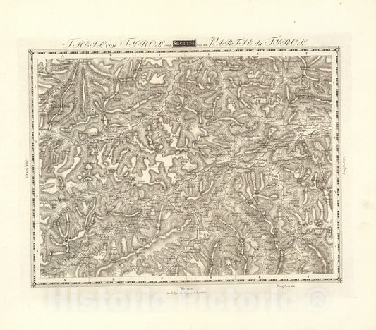 Historic Map : Sect. 174. Theil von Tyrol = Partie du Tyrol, 1813, Vintage Wall Decor