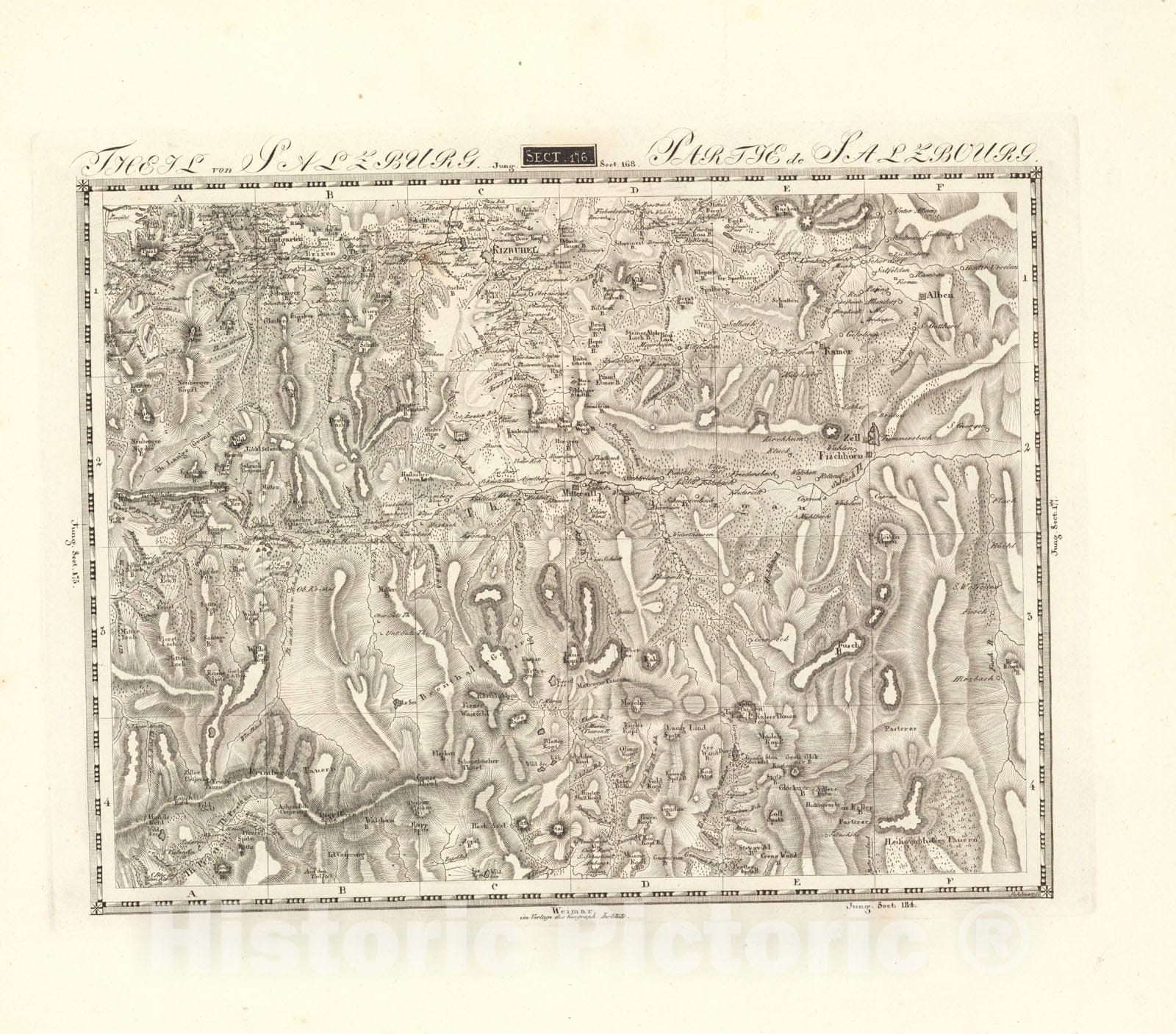 Historic Map : Sect. 176. Theil von Salzburg = Partie de Salzbourg, 1813, Vintage Wall Decor
