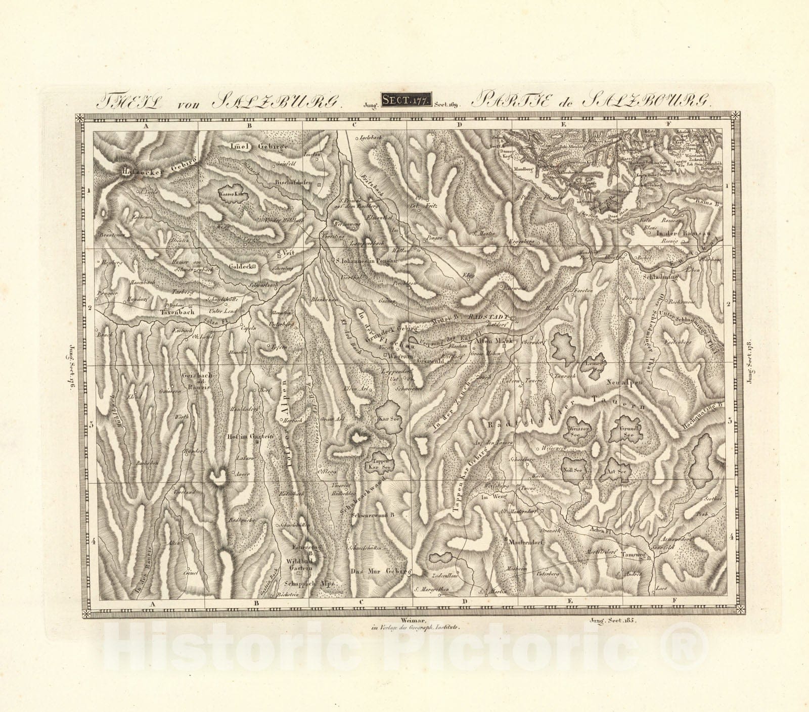 Historic Map : Sect. 177. Theil von Salzburg = Partie de Salzbourg, 1813, Vintage Wall Decor