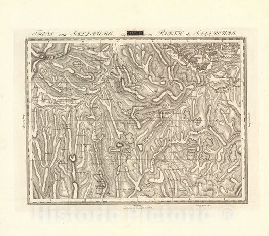Historic Map : Sect. 177. Theil von Salzburg = Partie de Salzbourg, 1813, Vintage Wall Decor