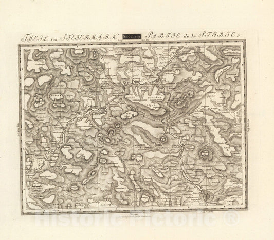 Historic Map : Sect. 179. Theil von Steiermark = Partie de la Stirie, 1813, Vintage Wall Decor