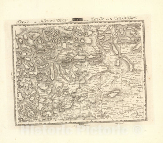 Historic Map : Sect. 186. Theil von Kaernthen = Partie de la Carinthie, 1813, Vintage Wall Decor