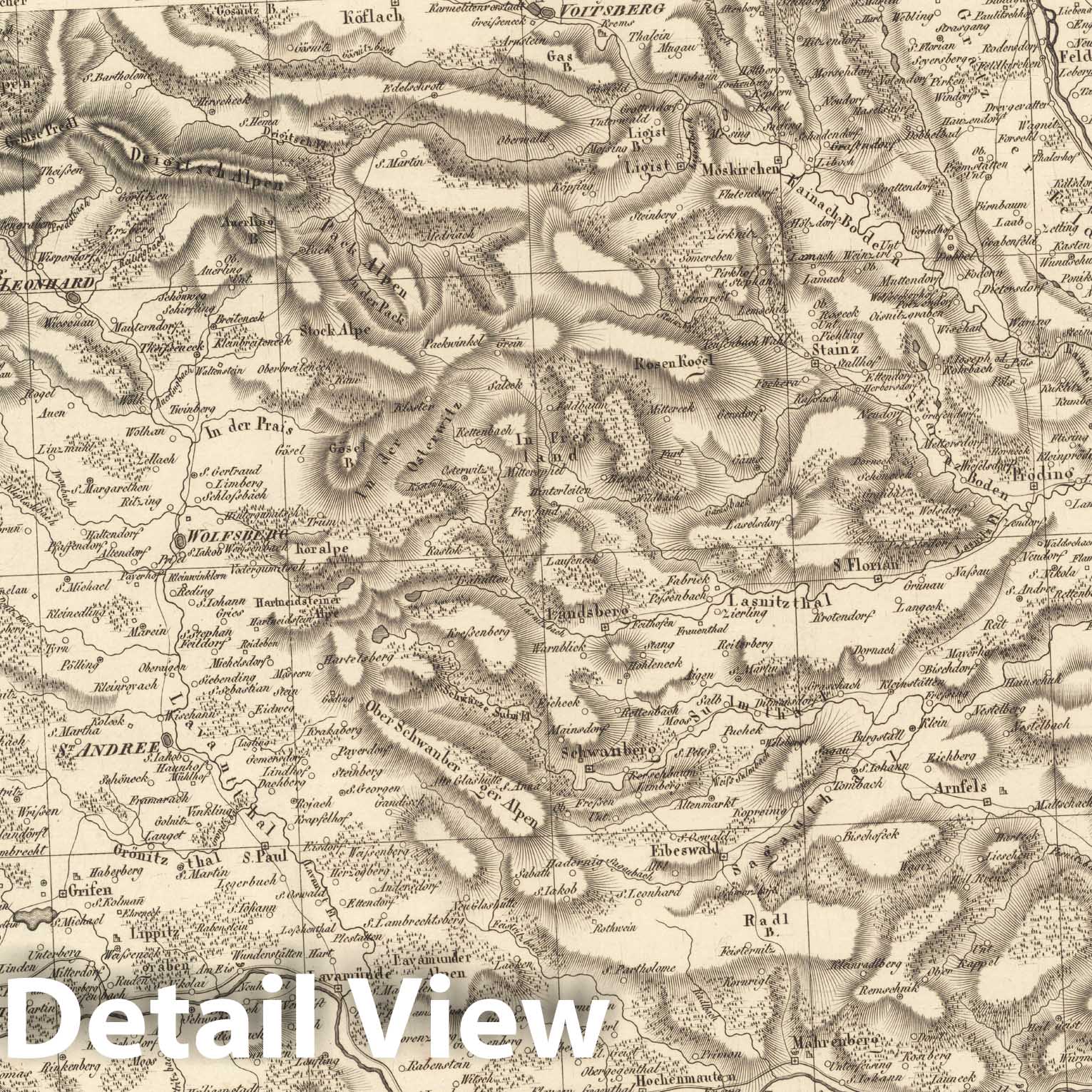 Historic Map : Sect. 187. Theil von Steiermark = Partie de la Stirie, 1813, Vintage Wall Decor