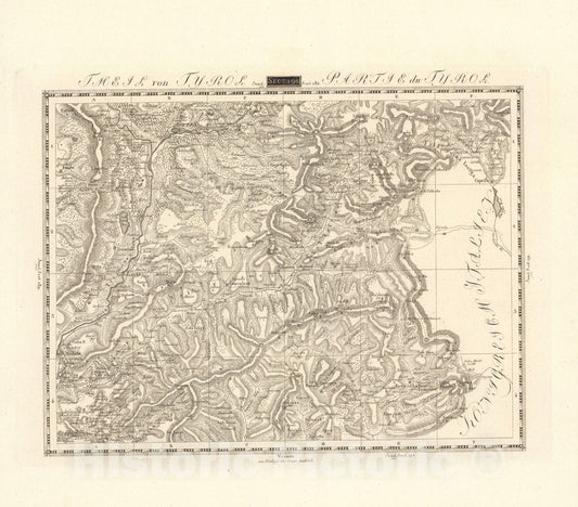 Historic Map : Sect. 190. Theil von Tyrol = Partie du Tyrol, 1813, Vintage Wall Decor