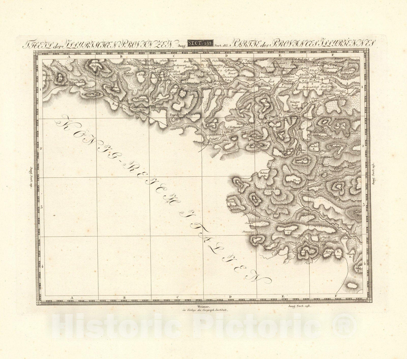 Historic Map : Sect. 192. Theil der Illyrischen Provinzen = Partie des Provinces Illyriennes, 1813, Vintage Wall Decor