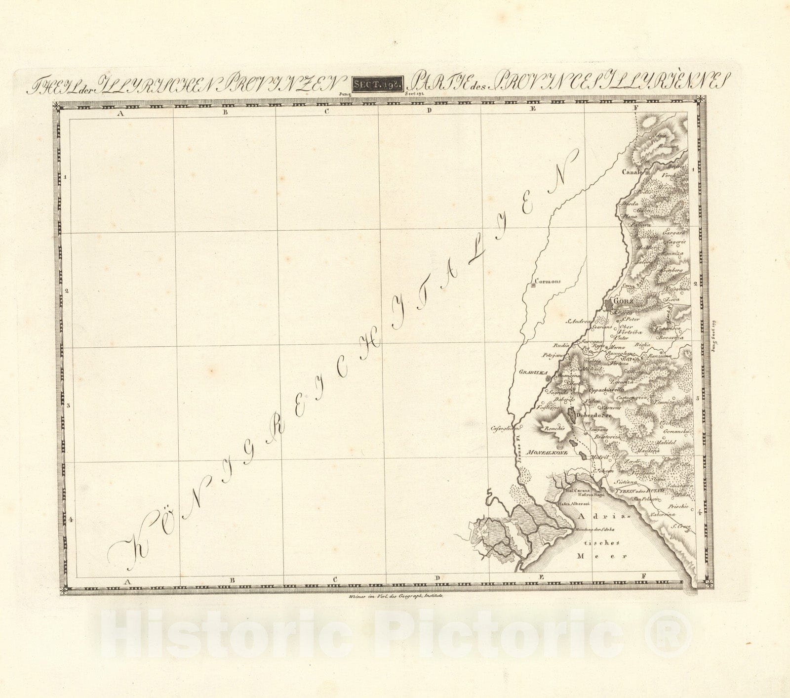 Historic Map : Sect. 198. Theil der Illyrischen Provinzen = Partie des Provinces Illyriennes, 1813, Vintage Wall Decor