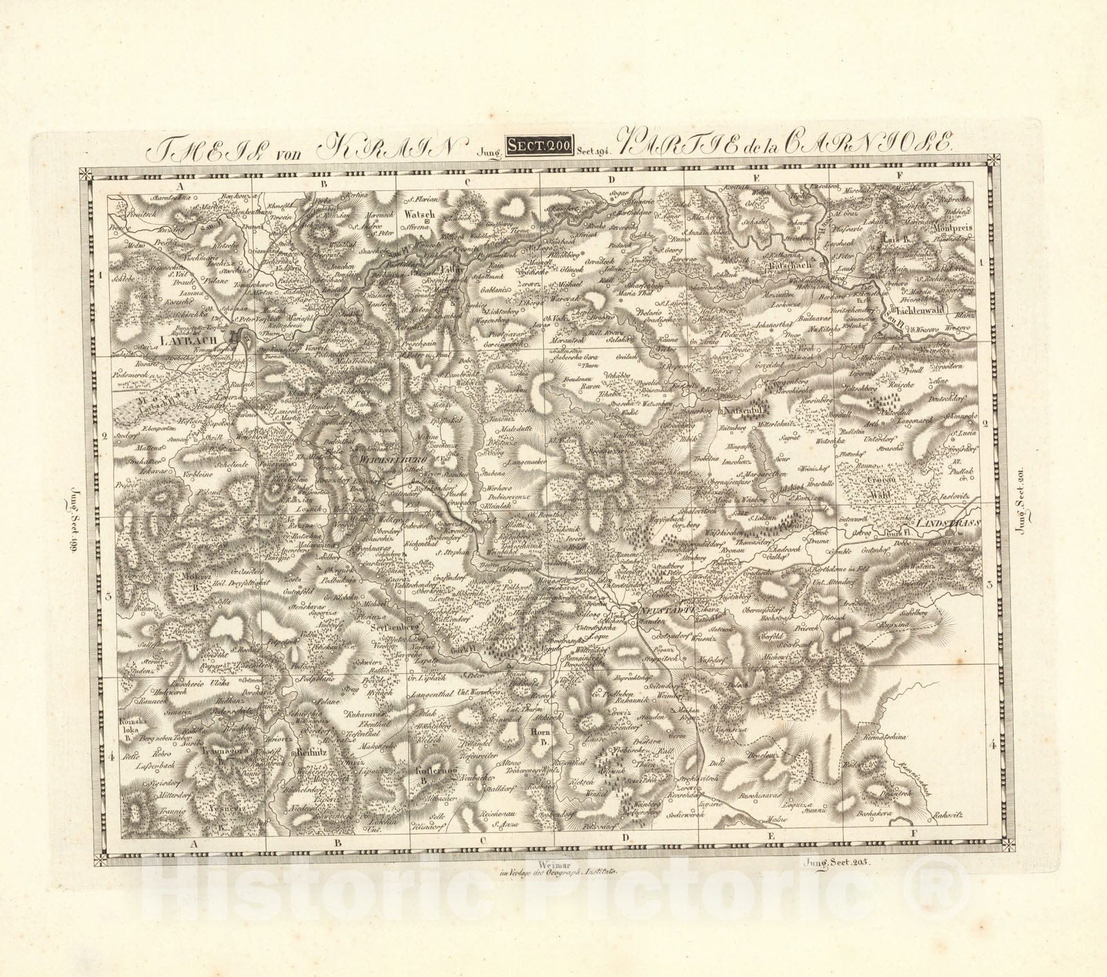 Historic Map : Sect. 200. Theil von Krain = Partie de la Carniole, 1813, Vintage Wall Decor