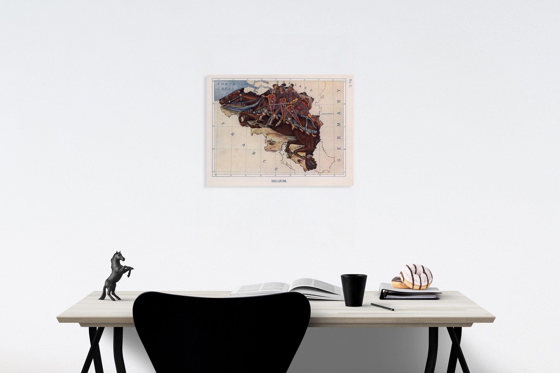 Historic Map : 7. Belgium. The Horse Bayard saves the Sons of Aymon., 1912, Vintage Wall Decor