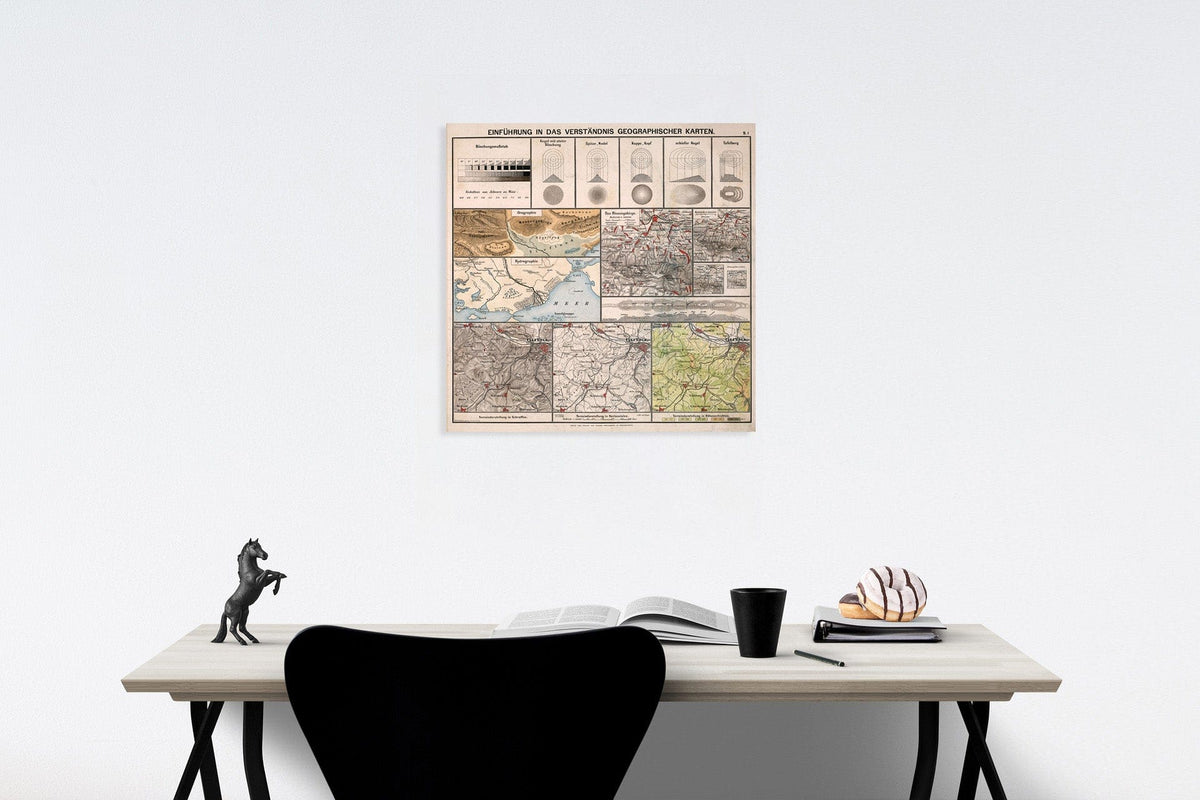Historic Map : S1. Einfuehrung in das Verstaendnis Geographischer Karten., 1883, Vintage Wall Decor