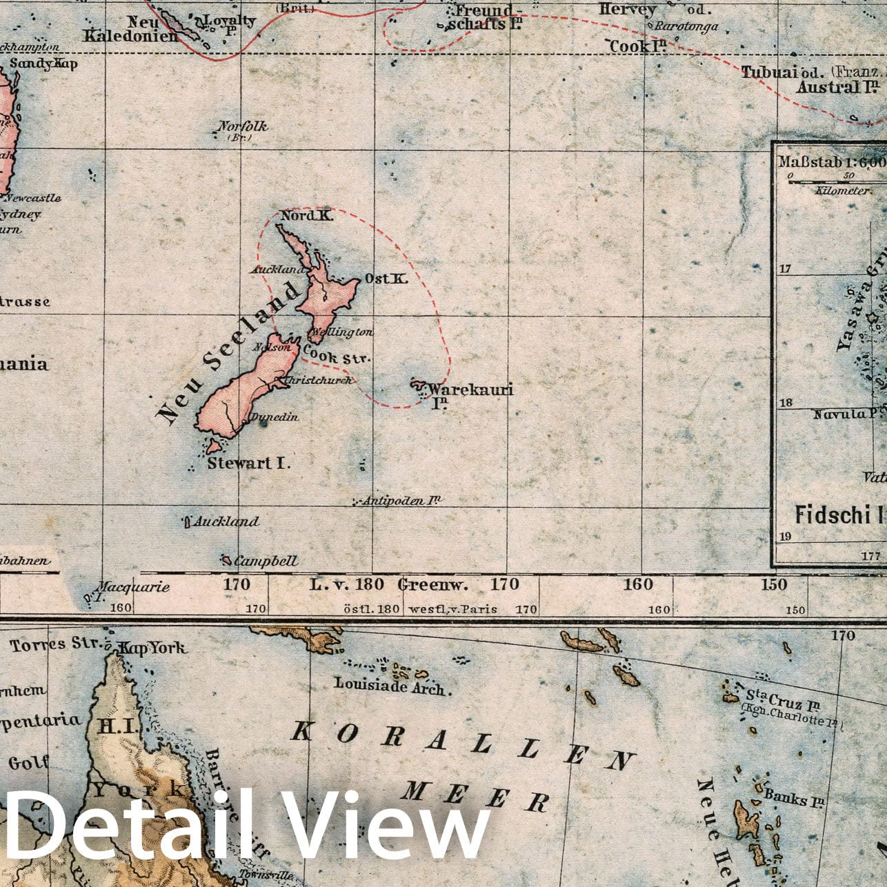 Historic Map : S15. Polynesien und Australien., 1883, Vintage Wall Decor