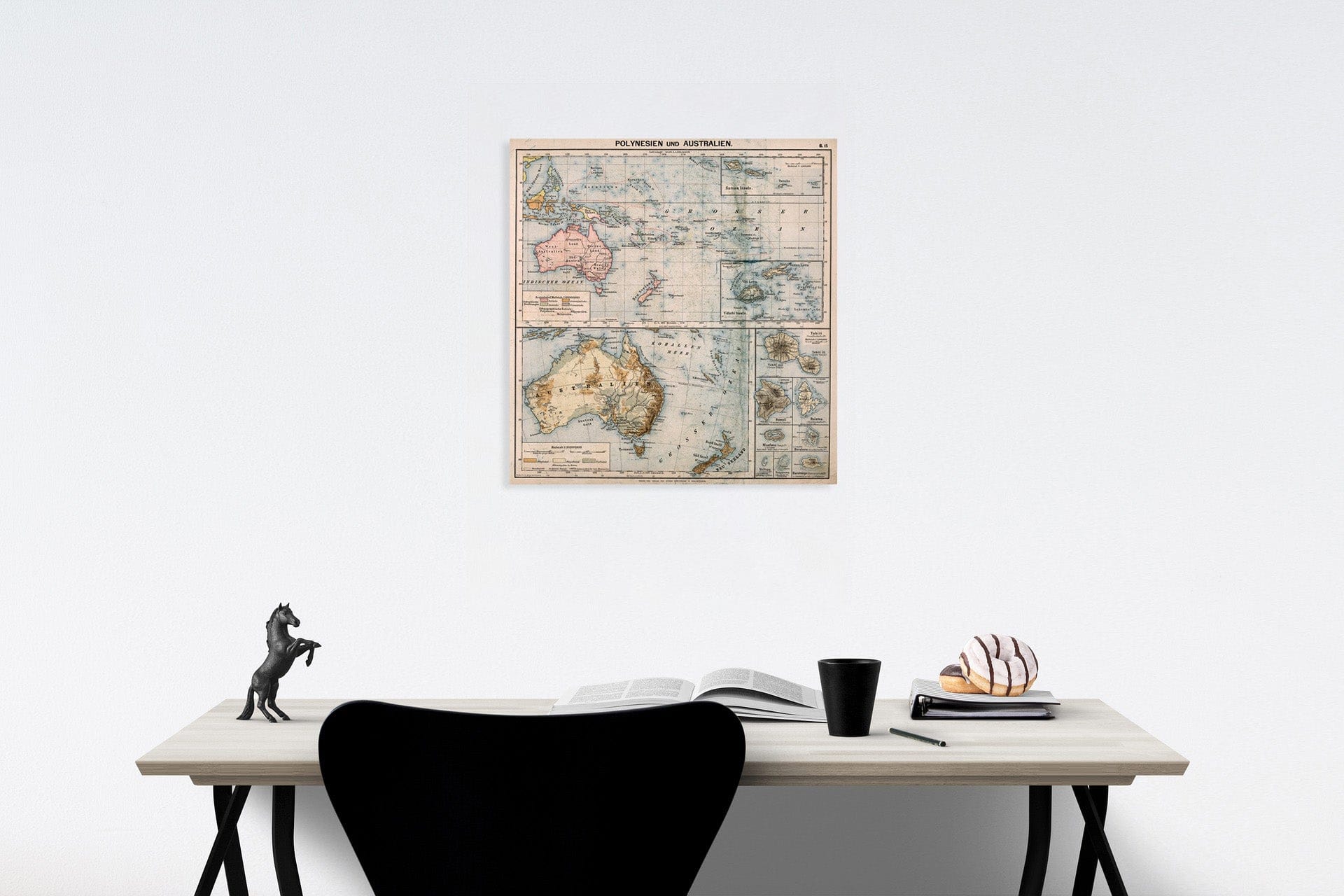 Historic Map : S15. Polynesien und Australien., 1883, Vintage Wall Decor