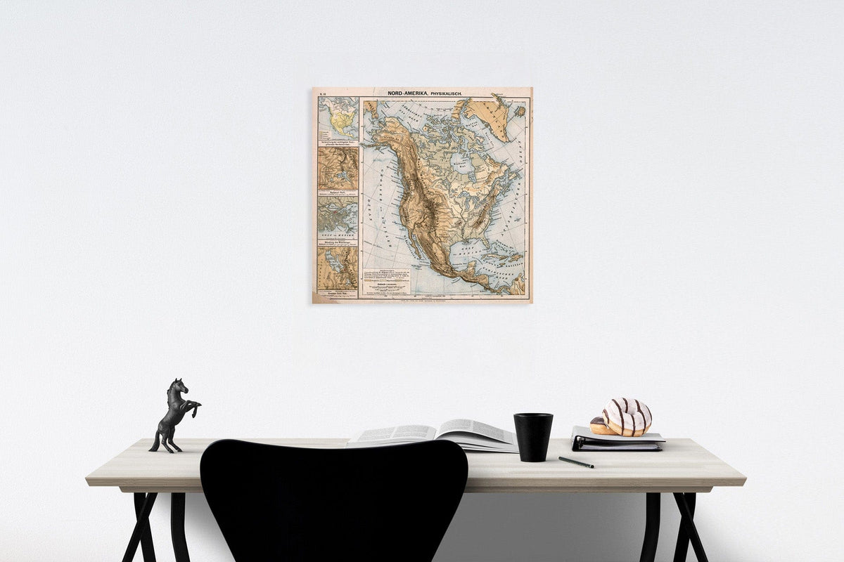 Historic Map : S18. Nord-Amerika, Physikalisch., 1883, Vintage Wall Decor