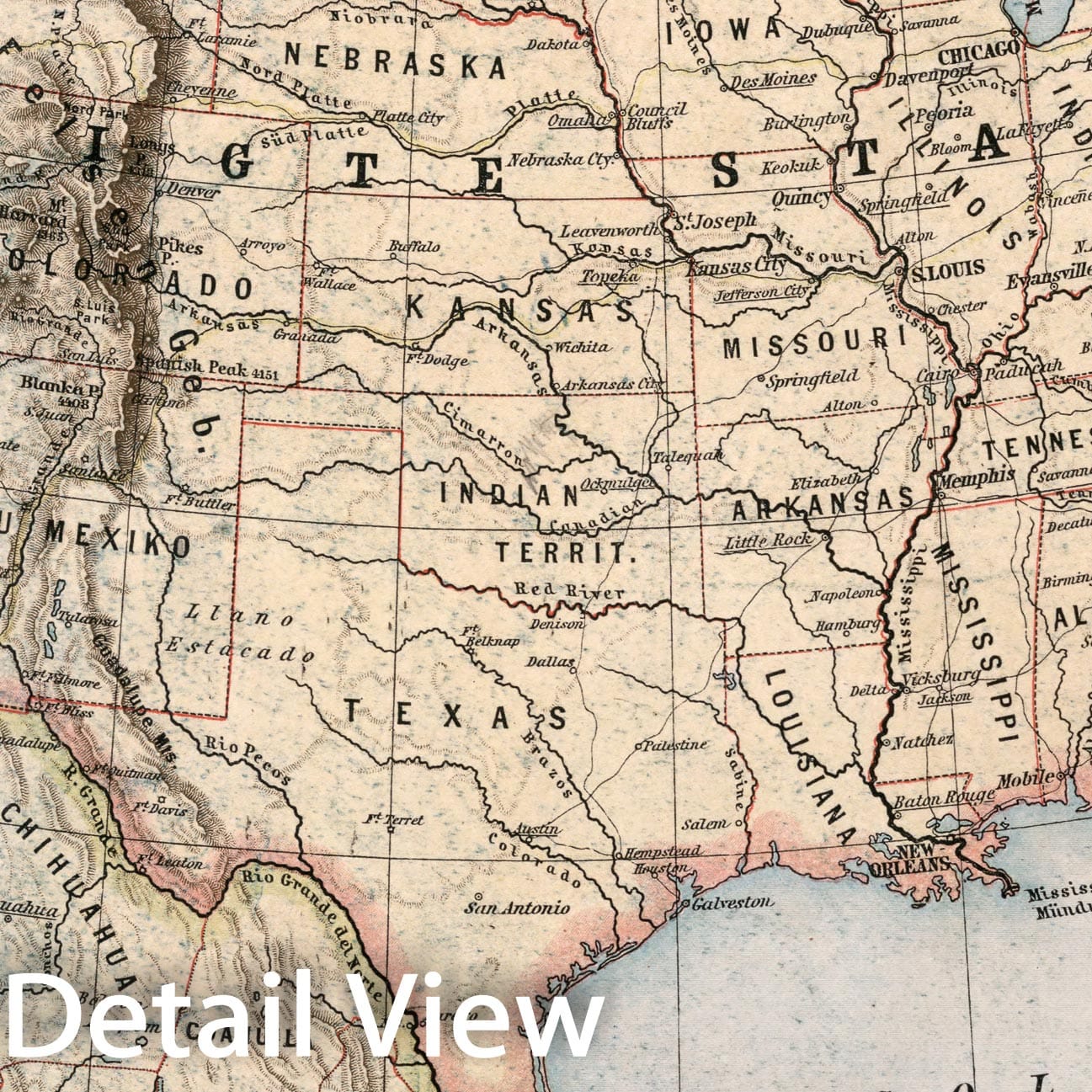 Historic Map : S20. Vereinigte Staaten und Mexiko., 1883, Vintage Wall Decor