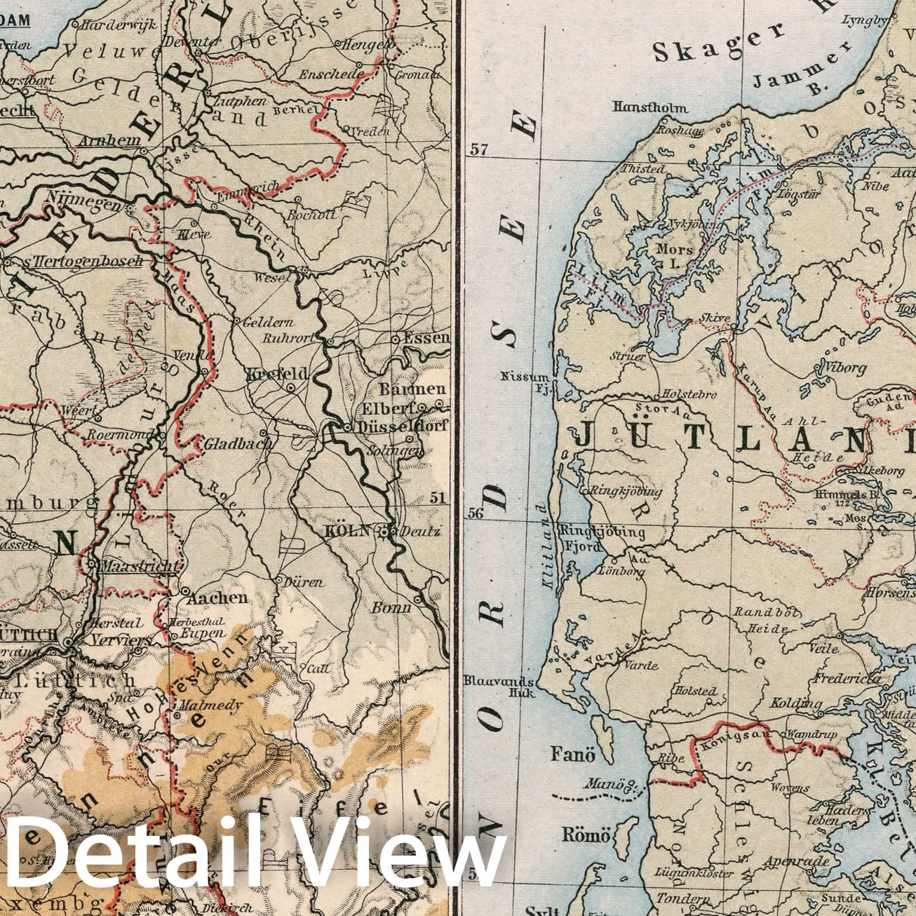 Historic Map : S31. Niederlande und Belgien. Daenemark., 1883, Vintage Wall Decor